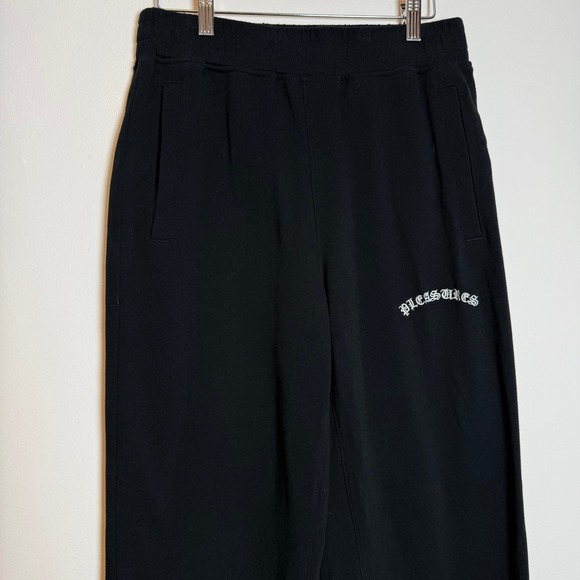 PLEASURES Black Embroidered Logo Sweatpants Joggers Women's Size Medium - Picture 2 of 10